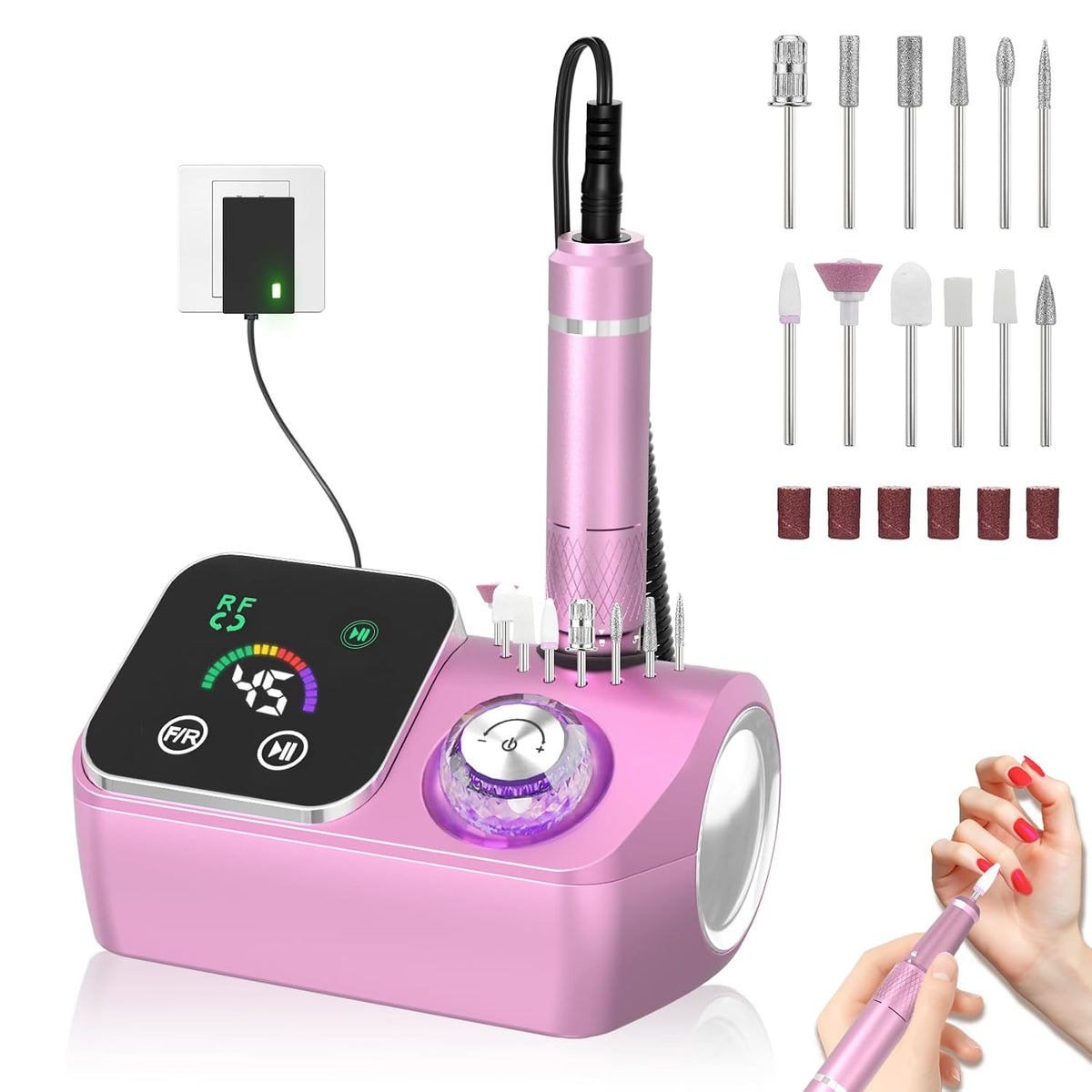 45000RPM Professional Corded Nail Drill E-File Kit for Salon Home