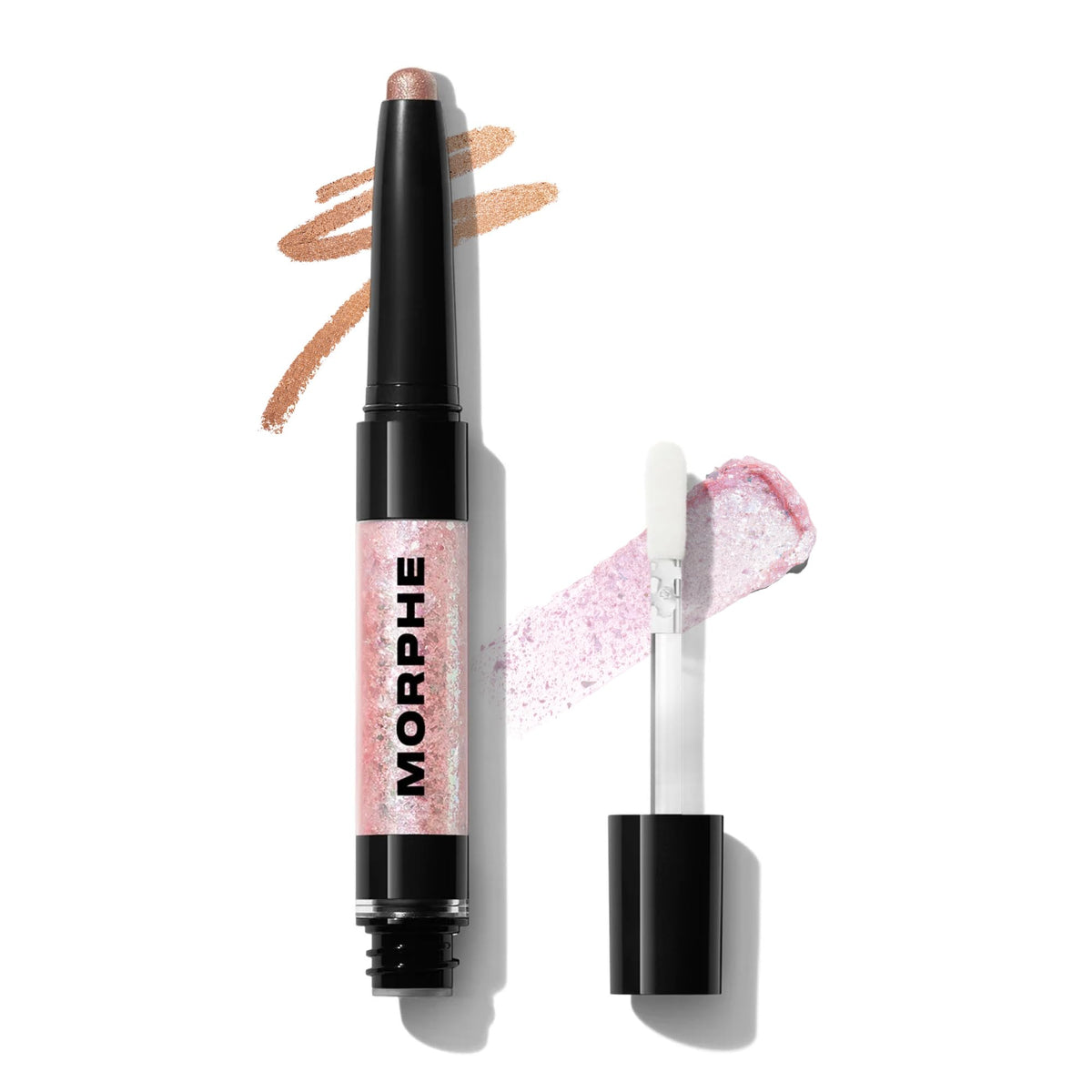 Morphe Mixed Signals Dual-Ended Eyeshadow Stick - Cream Eyeshadow Pigment & Chrome Liquid Flakes for Bold, Layered Eye Makeup Looks - Committed/Conflicted (0.028 oz)