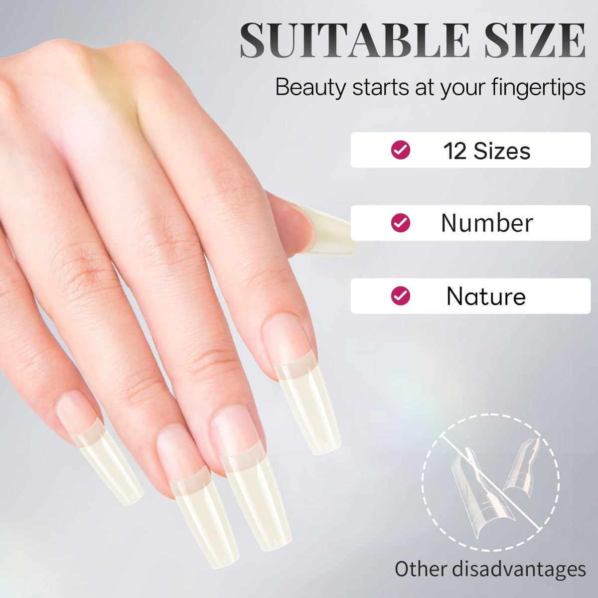krofaue Extra Long Stiletto Nail Tips - False Clear Nais