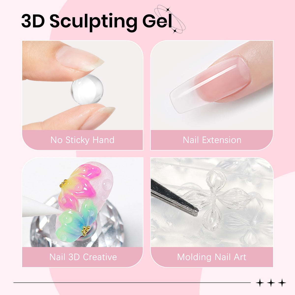 3D Gel for Nail Art, Clear 3d Sculpting Gel for Nail Art