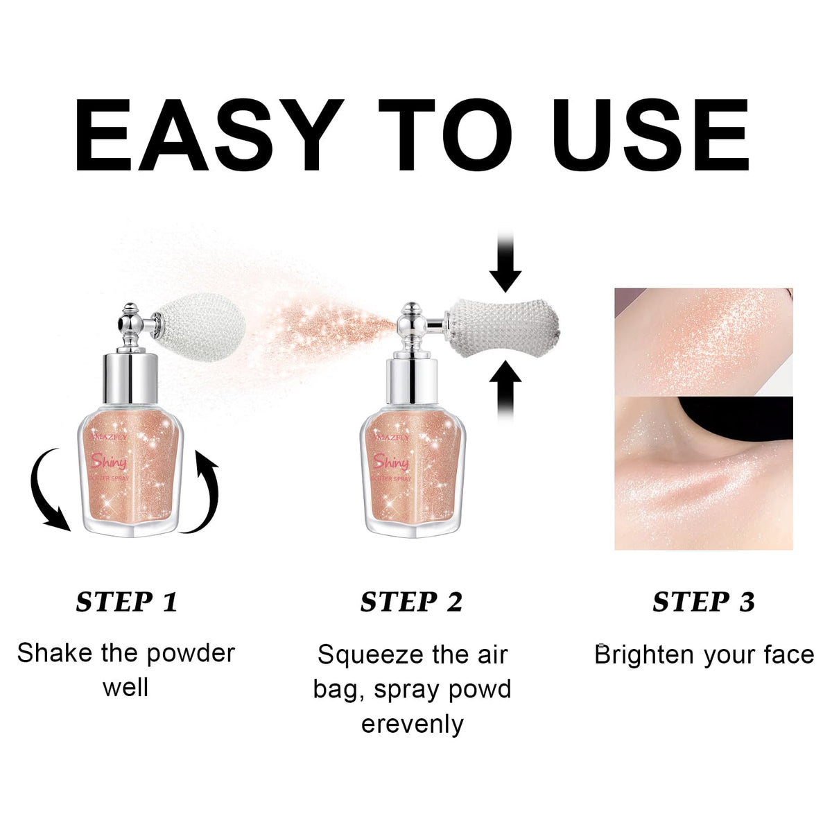 Hair and Body Glitter Spray, Shimmering Powder Sparkle Powder Makeup, Glitter Loose Sparkle Makeup for Body Highlighter,Festival Prom Rave Accessories (Glint-Rainbow)
