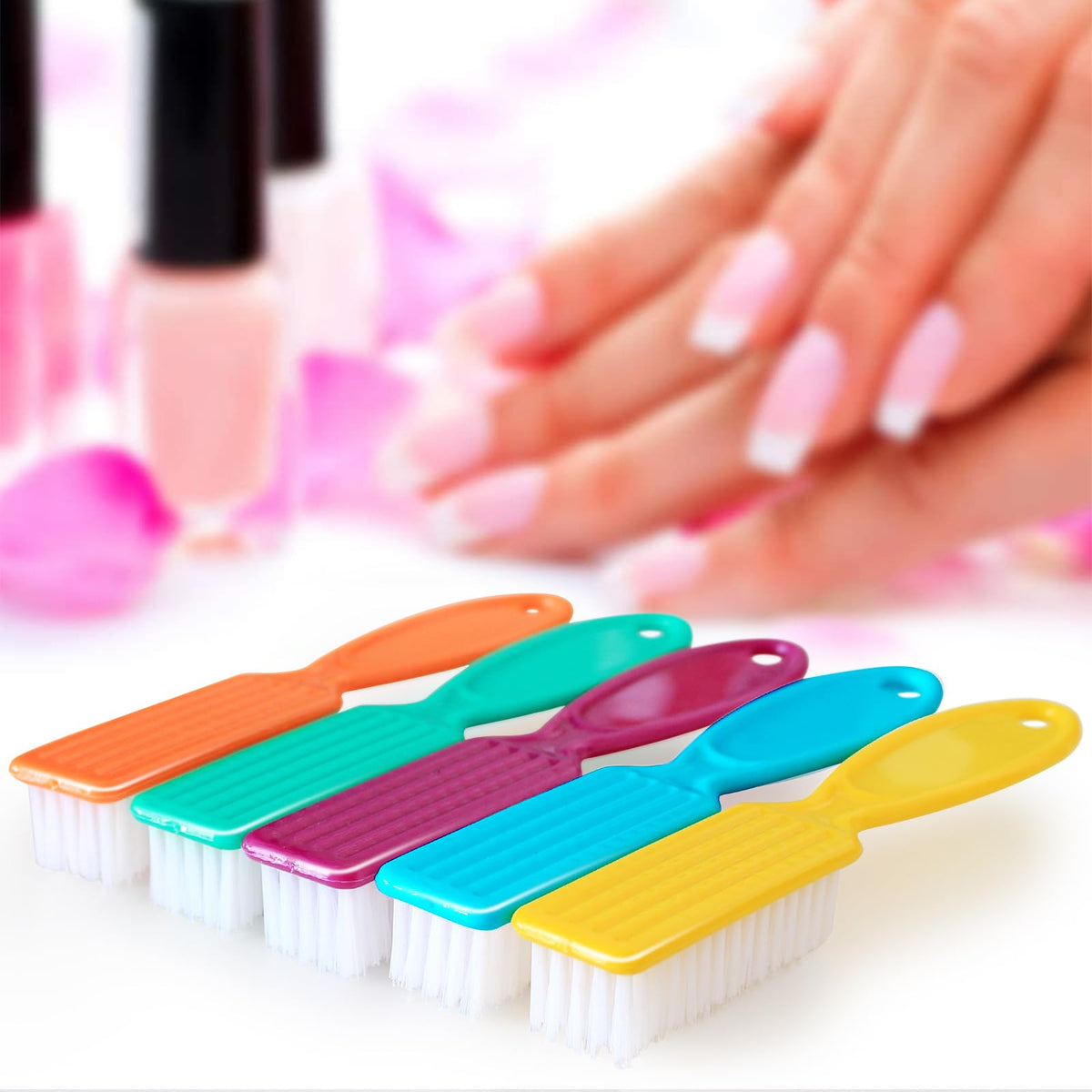 HOFASON 6 Pack Nail Brush for Cleaning Fingernails, Nail Brush Handle Grip Brush for Nail and Toenail Foot, Nail Dust Brush Manicure Pedicure Tools Scrubbing Brush Women Men Home Salon (Macaron)