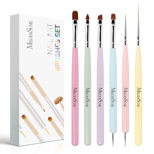 MelodySusie Nail Art Brushes Set, 6pcs Nail Art Design Pen Painting Tools