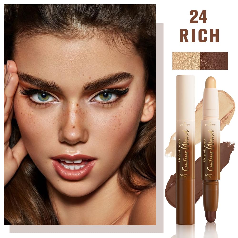 FeiCuiYun Dual-Ended 2-in-1 Cream Contour & Highlighter Stick Makeup For Face & Body – Waterproof, Long-Lasting, Suitable for All Skin Tones, 21#Fair(Nuetral Nude + Beige)