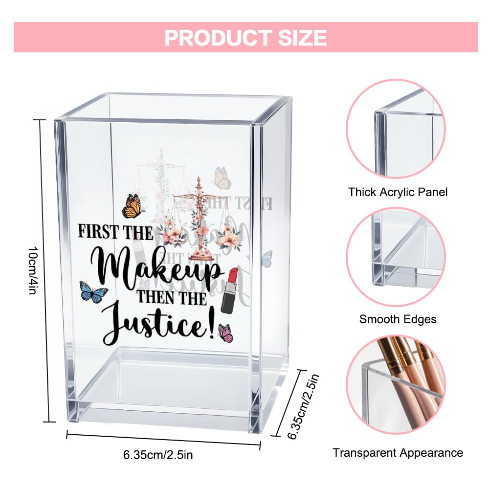 Hello Beautiful Acrylic Makeup Brush Organizer Holder, Positive Affirmation Desk Acrylic Brushes Storage, Make Up Artist Gifts, Morning Affirmation Gifts for Her Wife Sister Friend Makeup Lover