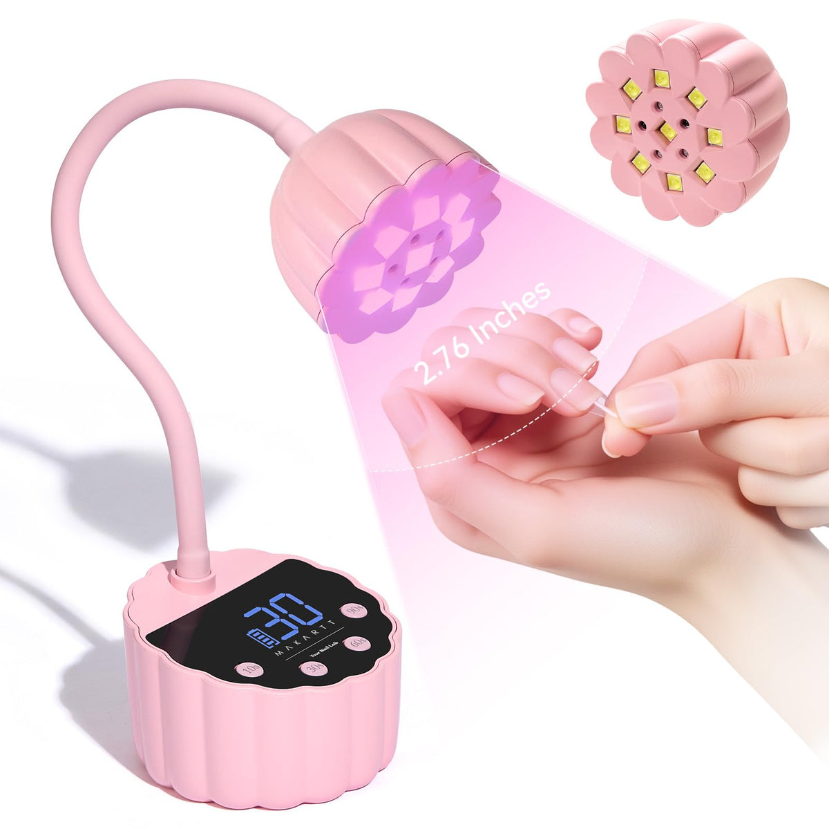 Makartt Cordless Gooseneck UV Nail Lamp for Gel-X Nails, Home DIY Use