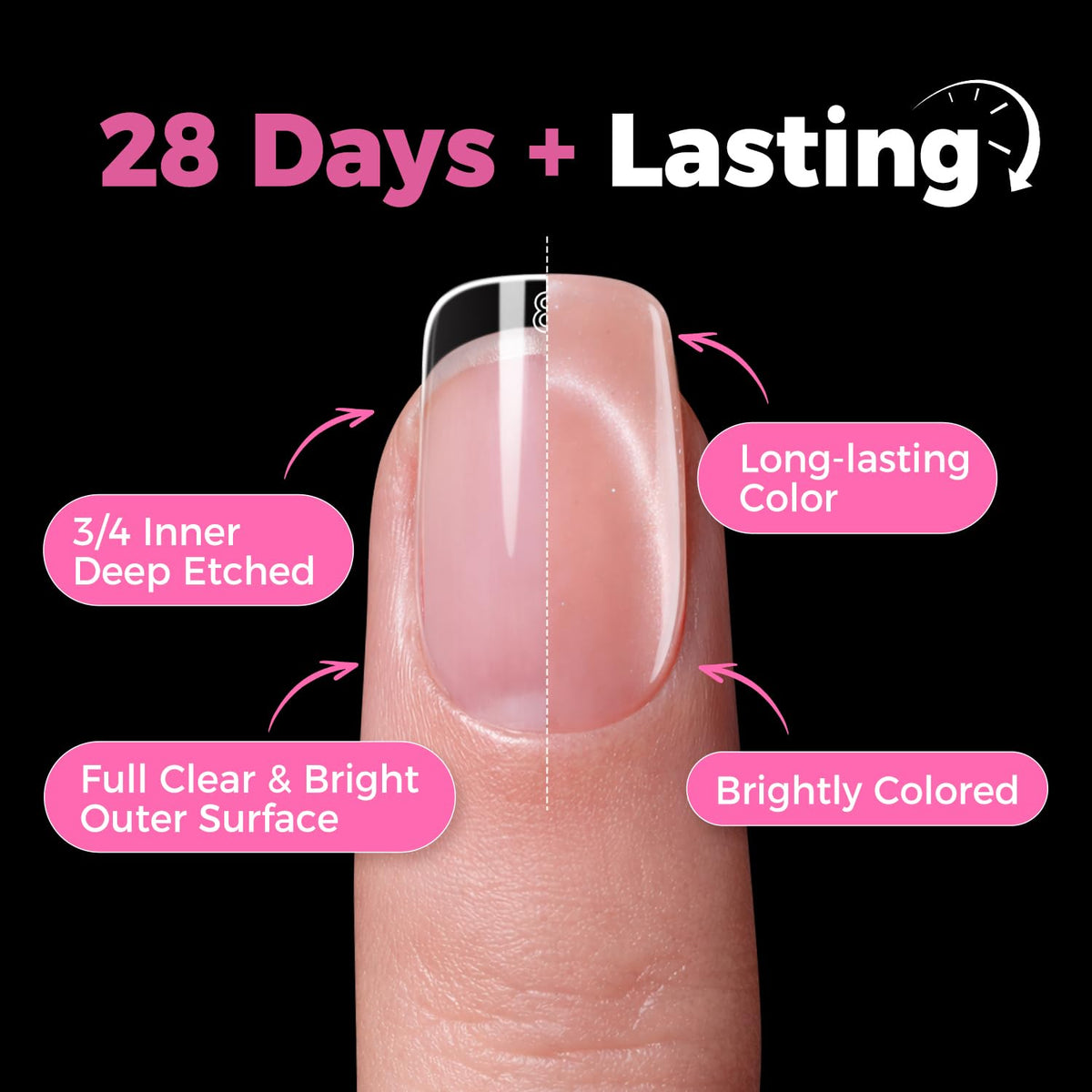 UNA GELLA Almond Gel Nail Tips 504PCS Pre-Etched Clear Fake Nails Tips