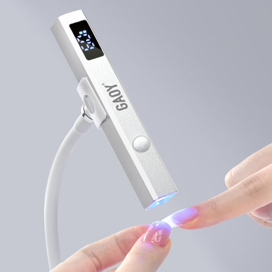 GAOY Handheld UV Light for Gel Nails with Stand, Cordless Nail Lamp, Silver