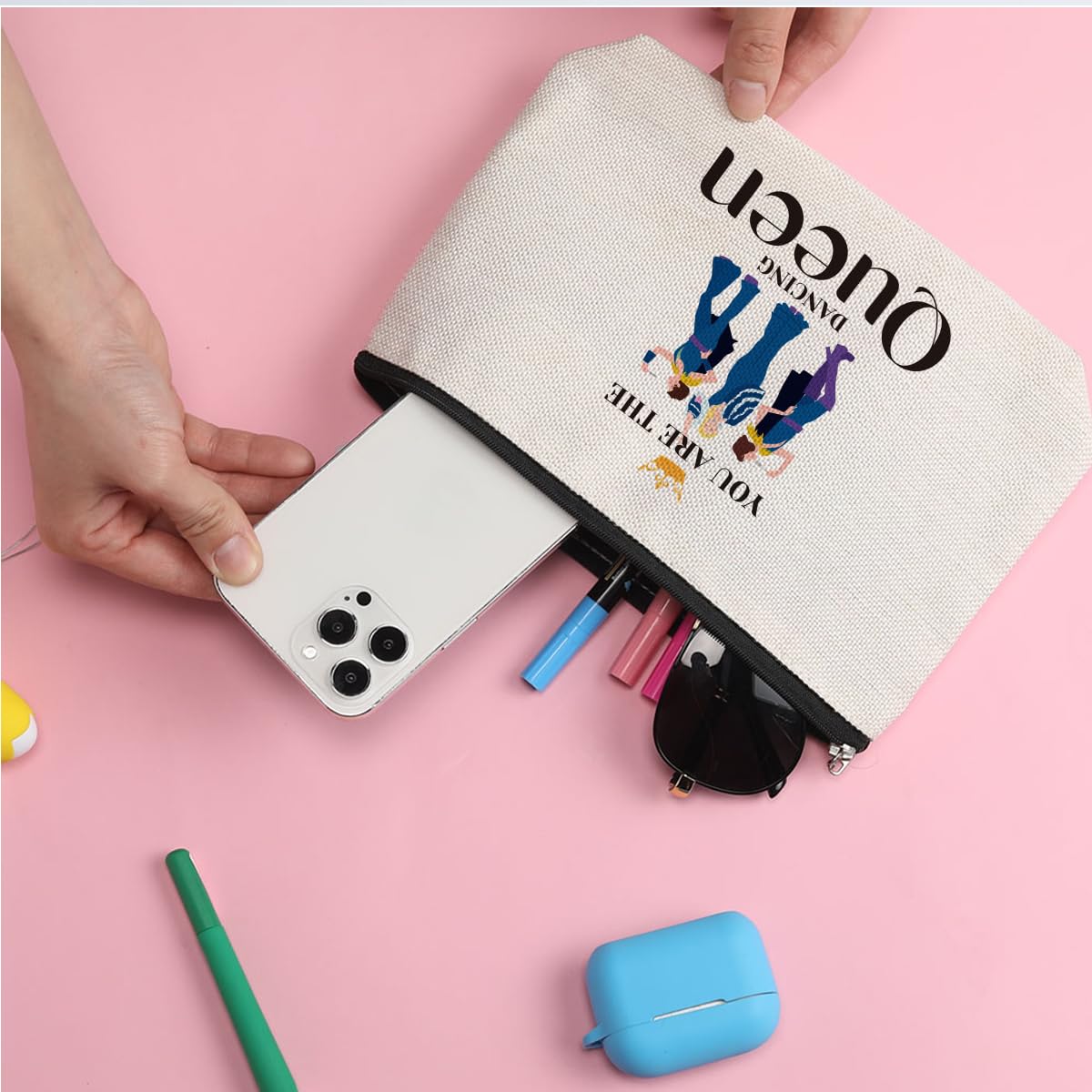 ZHAMEN Vintage Makeup Bag Weird Girls Cosmetic Bag for Women