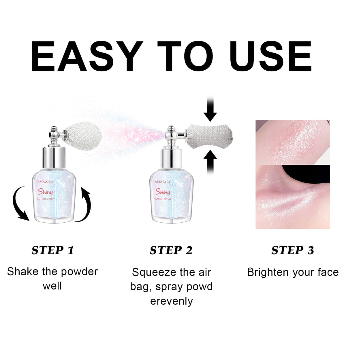 Hair and Body Glitter Spray, Shimmering Powder Sparkle Powder Makeup, Glitter Loose Sparkle Makeup for Body Highlighter,Festival Prom Rave Accessories (Glint-Rainbow)