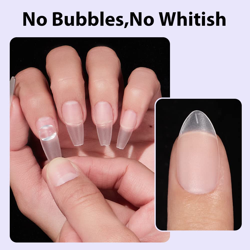 BTArtbox Half Cover Clear Fake Nails with Case, Long Square, 500 Pcs