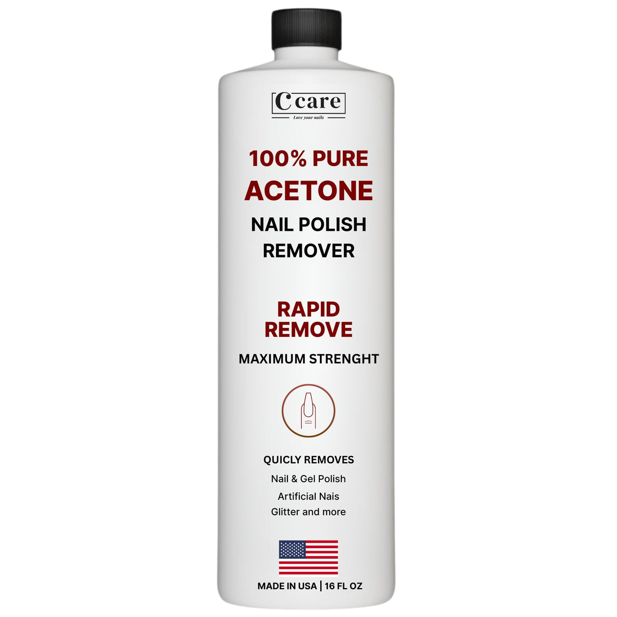 100% Pure Acetone Nail Polish Remover | Professional Quality | Easy To Use | Rapidly Removes Natural, Gel, Acrylic, shellac, and Glitter Nails | 8 Fl oz