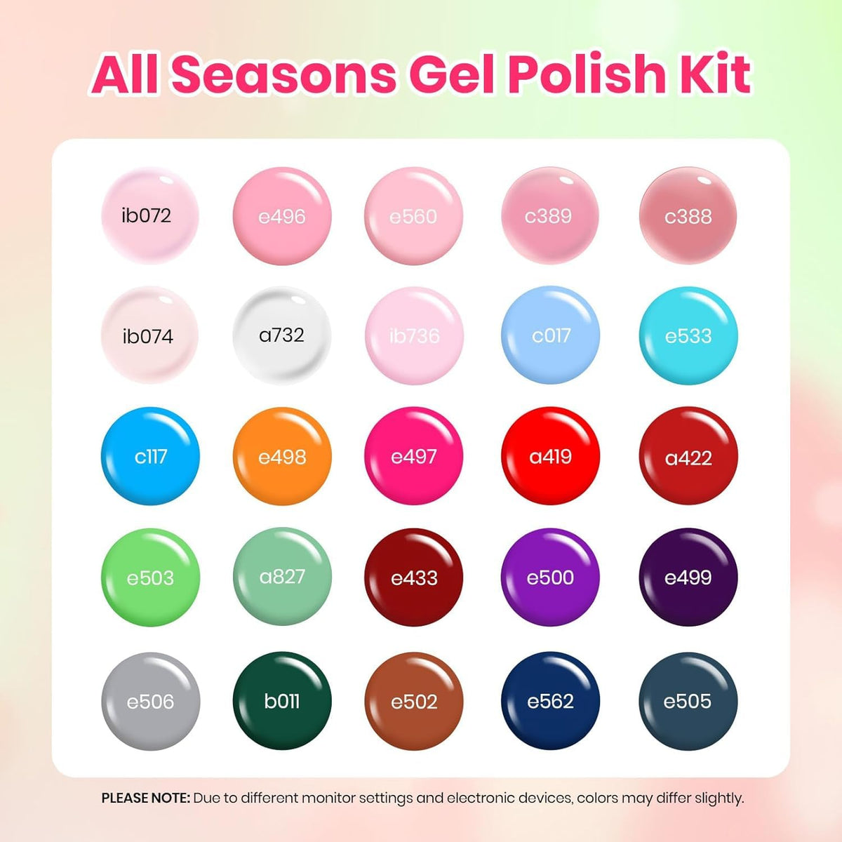 Beetles Fall Gel Nail Polish Set, 20 Colors Orange Yellow Brown