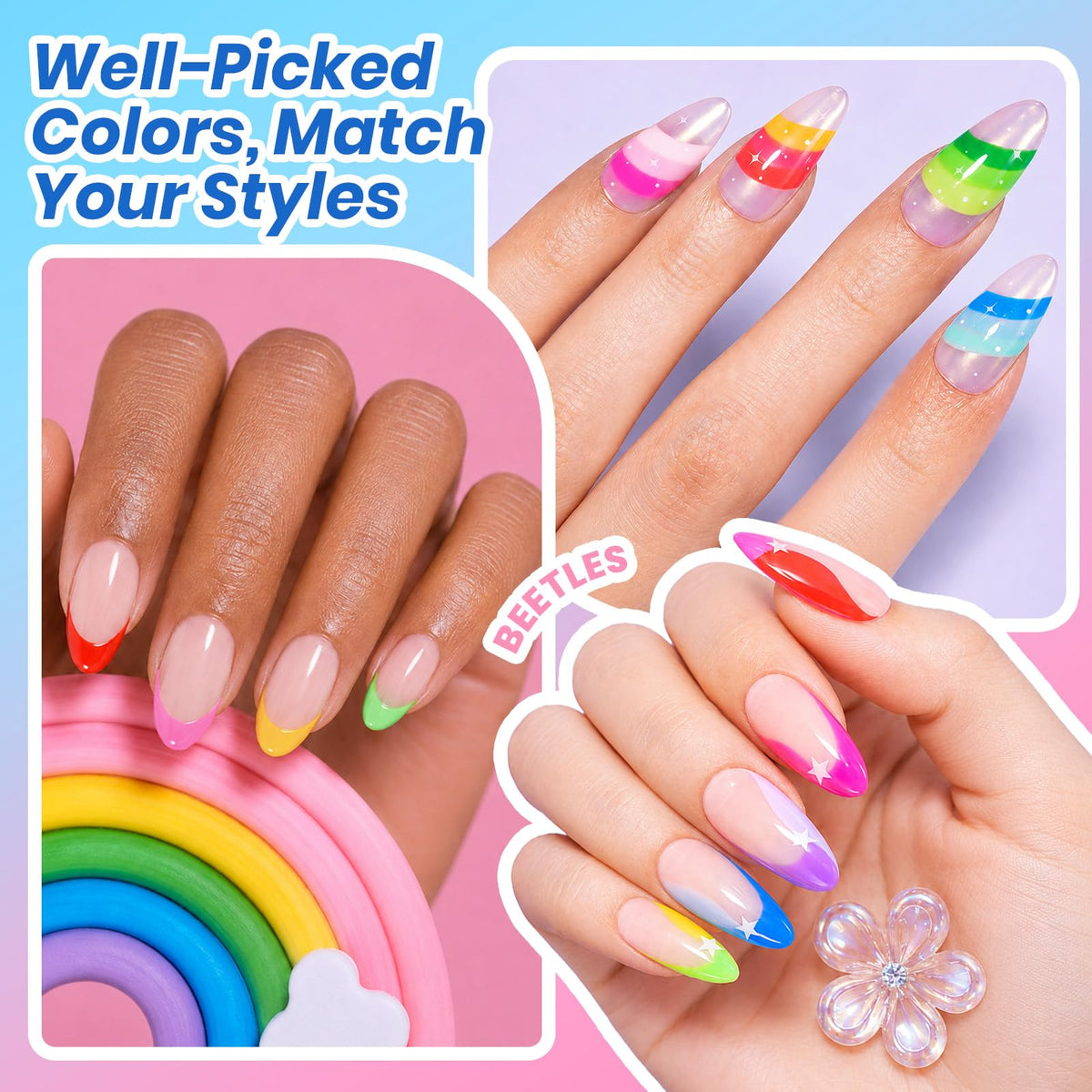 Beetles Cat Eye Gel Nail Polish Set, 36 Colors Magnetic Fall Gel Polish Kit