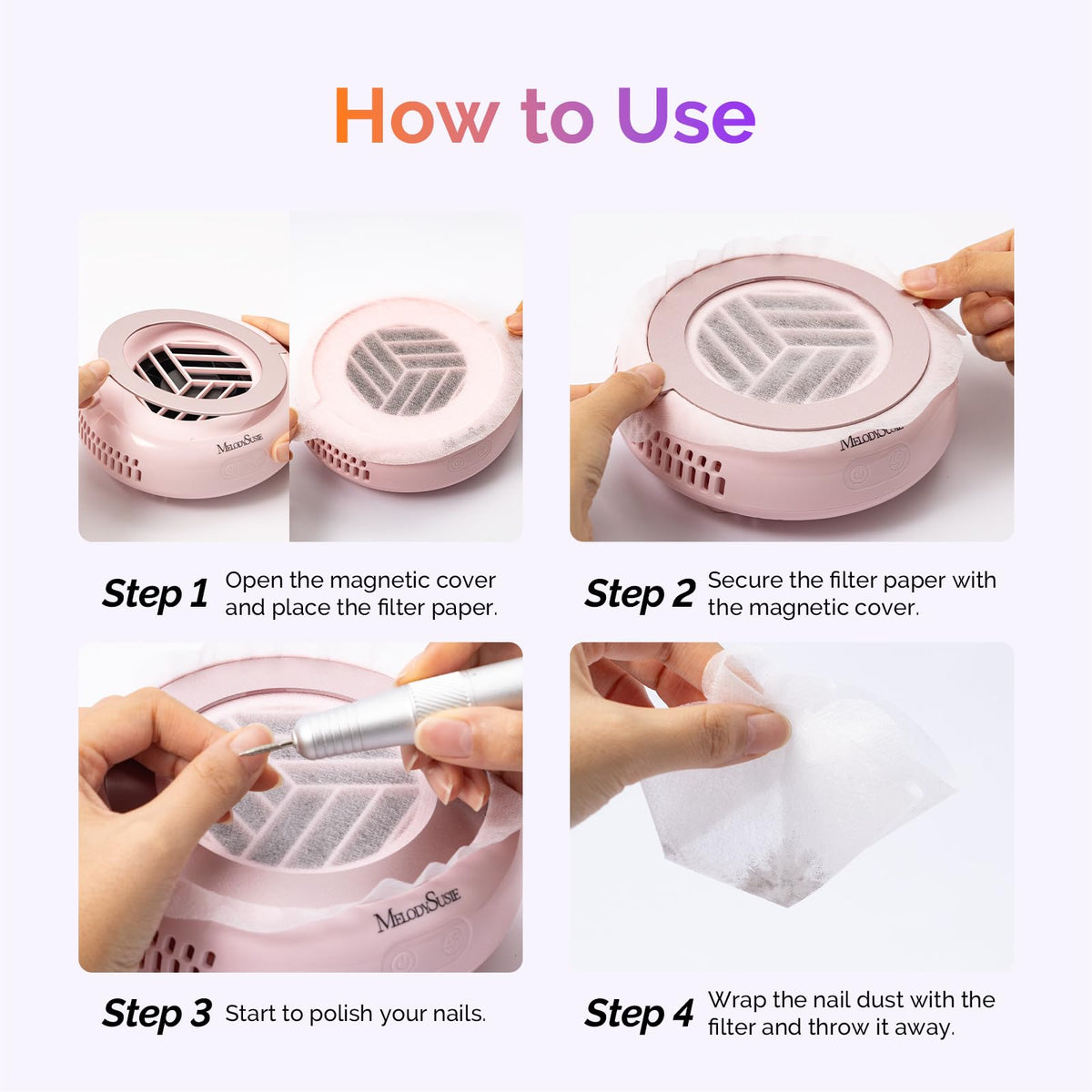 MelodySusie Pocket-Sized Nail Dust Collector HProA for Gel Polish Removal