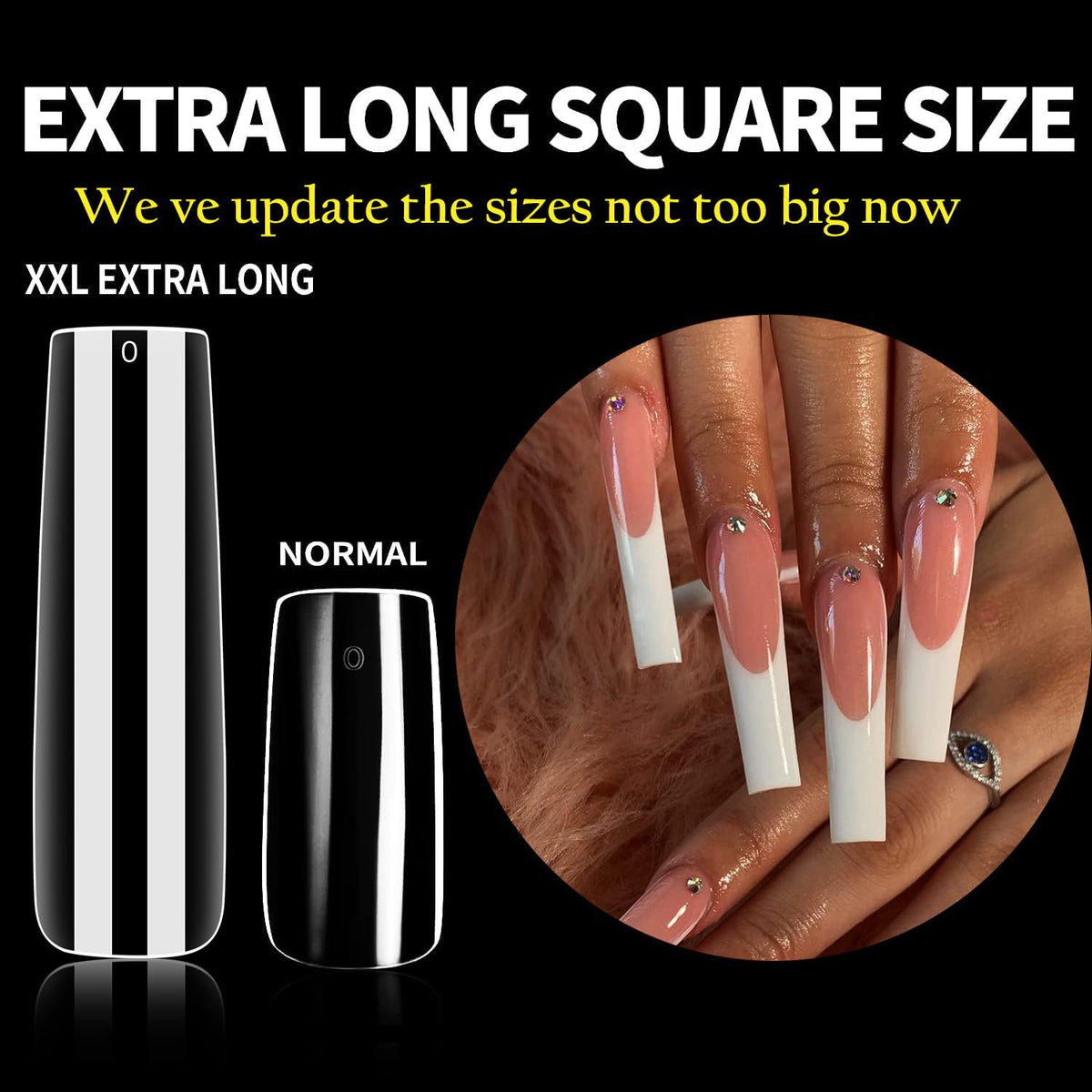 UNA GELLA Square Nail Tips XXL Long Half Cover Gel Tips 120PCS