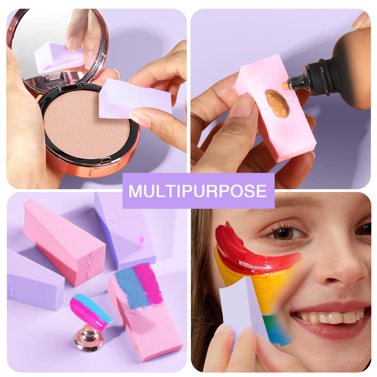 Teenitor 48 Pieces Makeup Sponges For Foundation, Latex Free Small Wedge Shaped Sponge Applicator For Liquid Cream Foundation Festival Makeup
