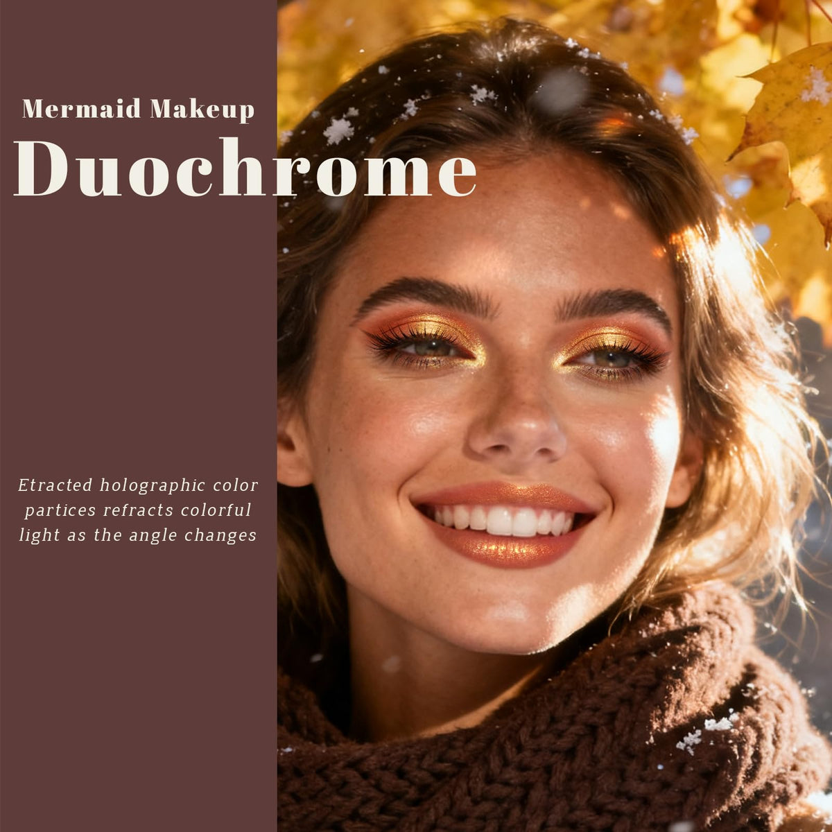 Noerrors Duochrome Plum Mauve Green Blue Glitter Eyeshadow Palette, Holographic Chameleon Rich Color Shimmer Metallic Eye Shadow, Color Shift Sparkle Iridescent Eye Brightener Fairy Makeup for Rave#02