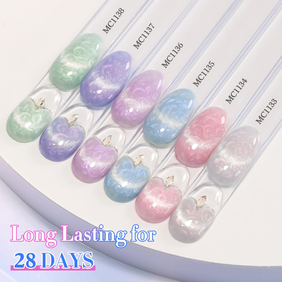 Double Rhythm Cat Eye Gel Nail Polish Set of 6 Same Color Same Bottle 0.5 Oz Shimmer Glitter with Magnet Holographic Magnetic UV Nail Polish Kit (Blush Fuchsia Magenta Purple Violet Lavender -T6-107)