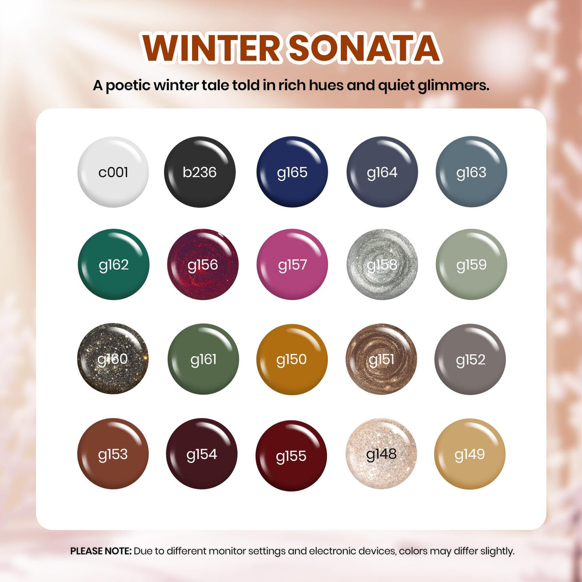 Beetles Fall Gel Nail Polish Set, 23Pcs Brown Burgundy Red Nude Pink