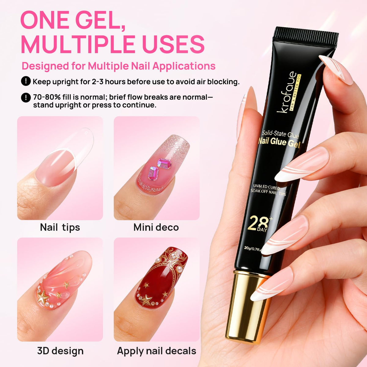 krofaue Extra Long Stiletto Nail Tips - False Clear Nais