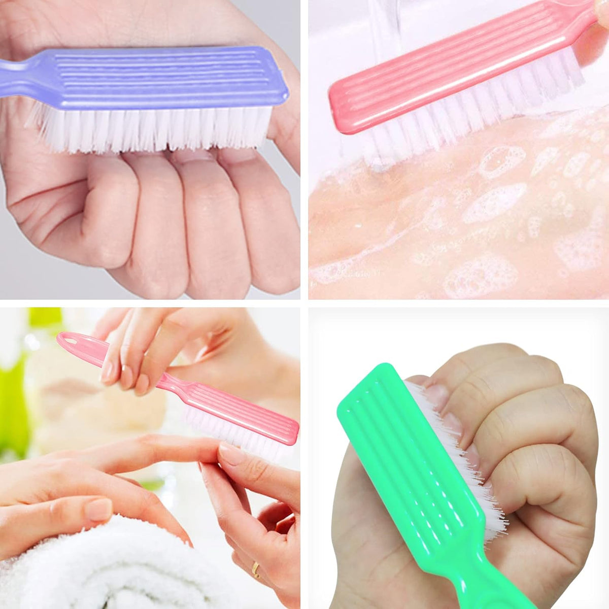 HOFASON 6 Pack Nail Brush for Cleaning Fingernails, Nail Brush Handle Grip Brush for Nail and Toenail Foot, Nail Dust Brush Manicure Pedicure Tools Scrubbing Brush Women Men Home Salon (Macaron)