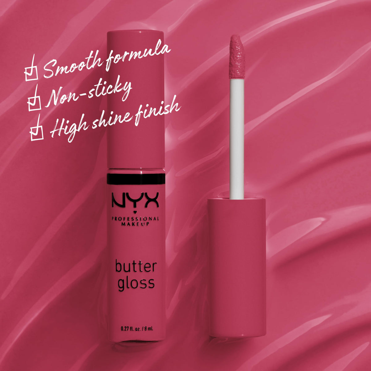 NYX PROFESSIONAL MAKEUP Butter Gloss, Non-Sticky Lip Gloss - Rocky Road (Wine)