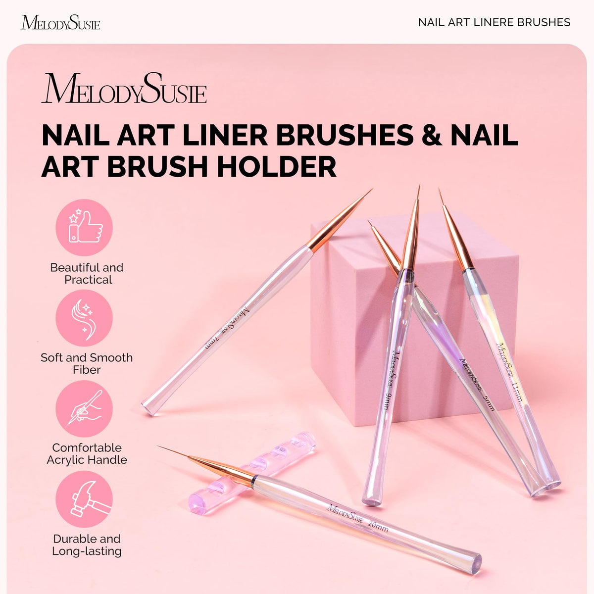 MelodySusie Nail Art Brushes Set, 6pcs Nail Art Design Pen Painting Tools