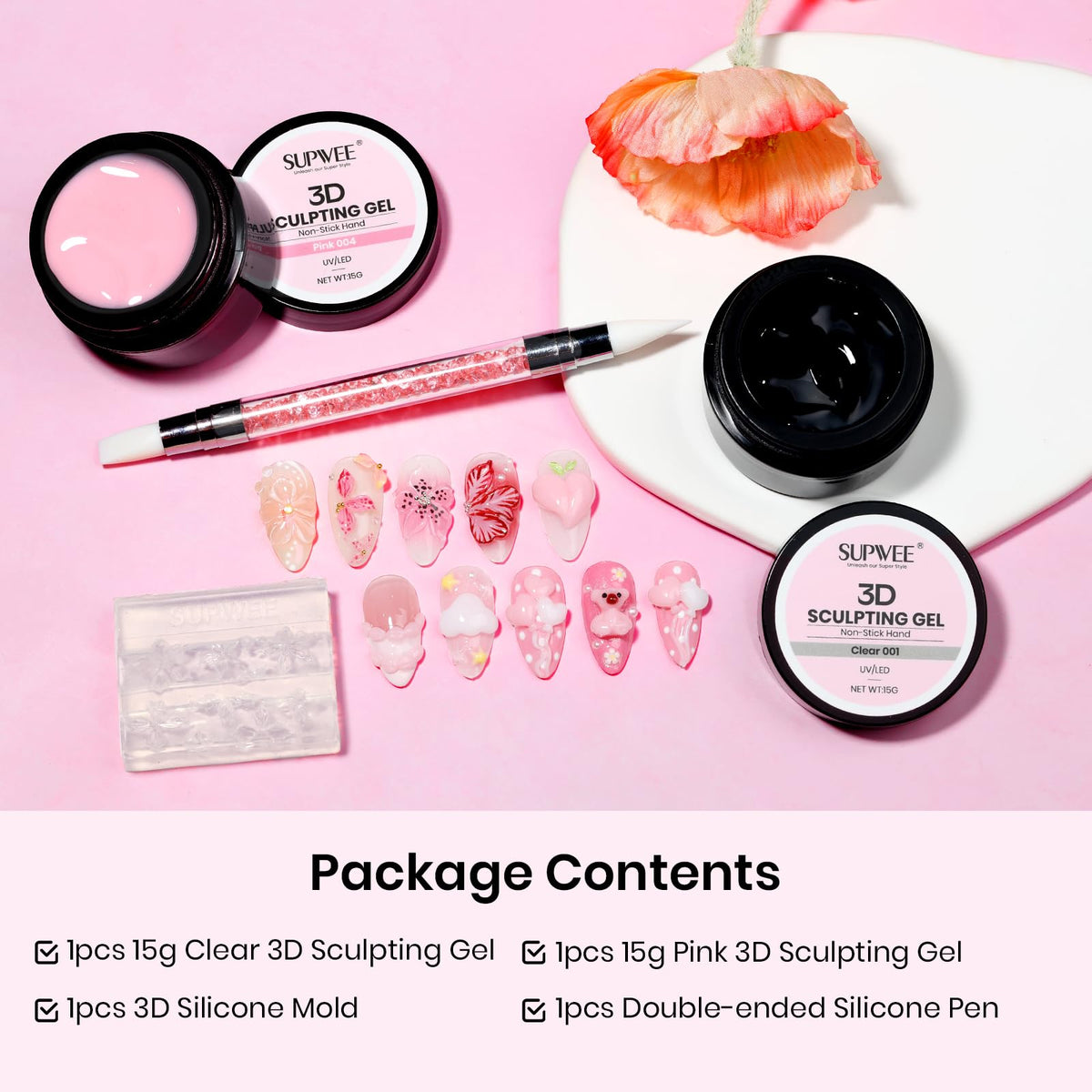 3D Gel for Nail Art, Clear 3d Sculpting Gel for Nail Art