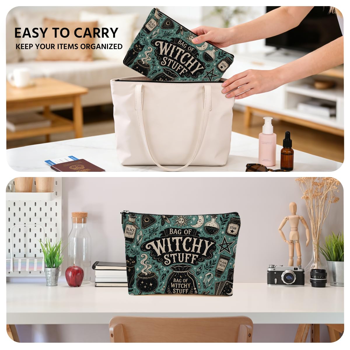 Funny Poisons Makeup Bag, Witchy Gifts Cosmetic Bag Travel Toiletry Bags