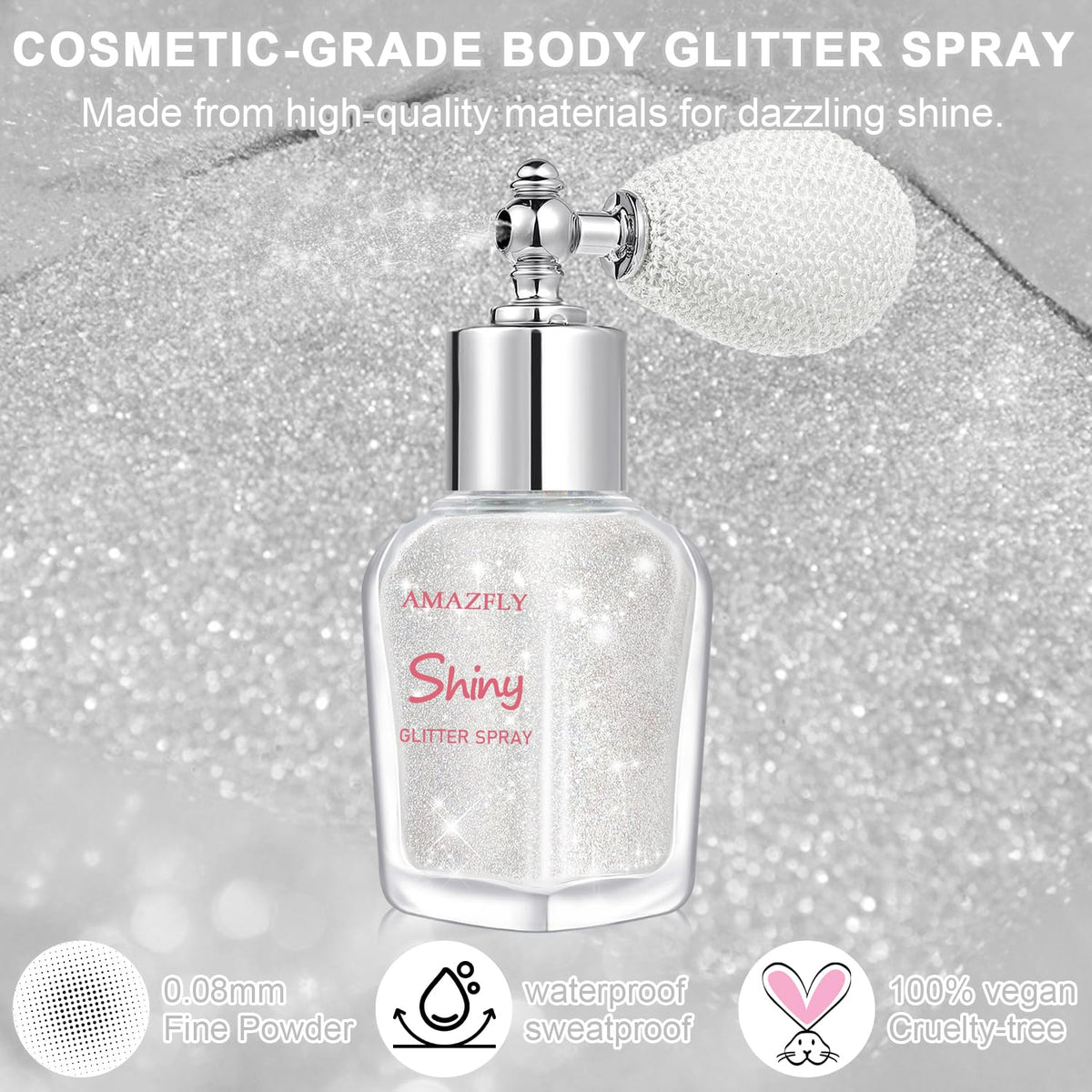 Hair and Body Glitter Spray, Shimmering Powder Sparkle Powder Makeup, Glitter Loose Sparkle Makeup for Body Highlighter,Festival Prom Rave Accessories (Glint-Rainbow)