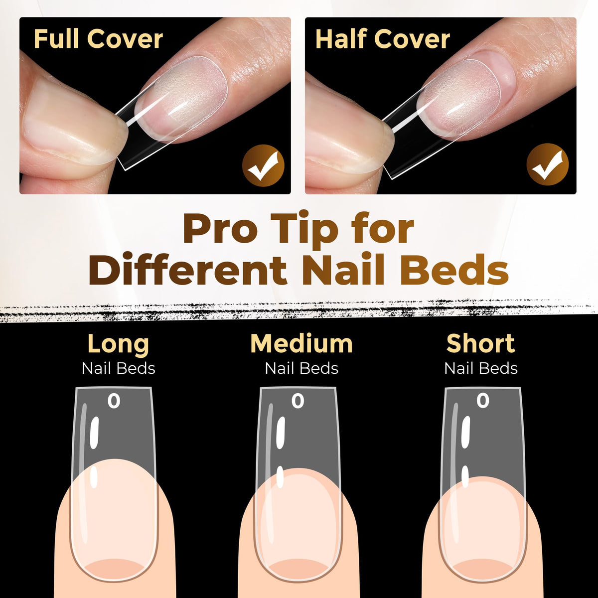 UNA GELLA Almond Gel Nail Tips 504PCS Pre-Etched Clear Fake Nails Tips