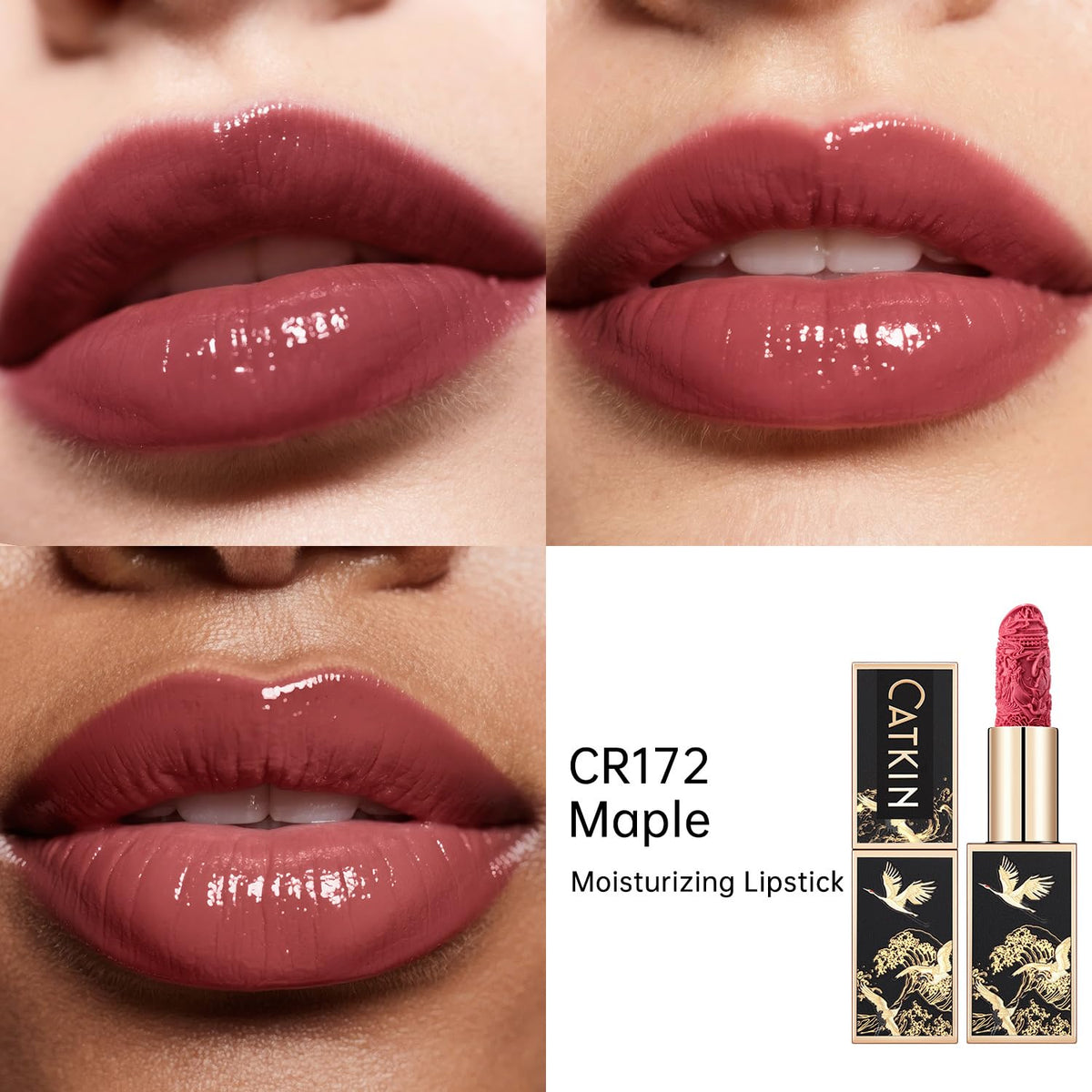 Catkin Semi-Matte Lipstick Hydrating High Impact Color Infused with Vitamin E and Avocado Oil Smooth Soft Texture Long Lasting Matte Finish 129