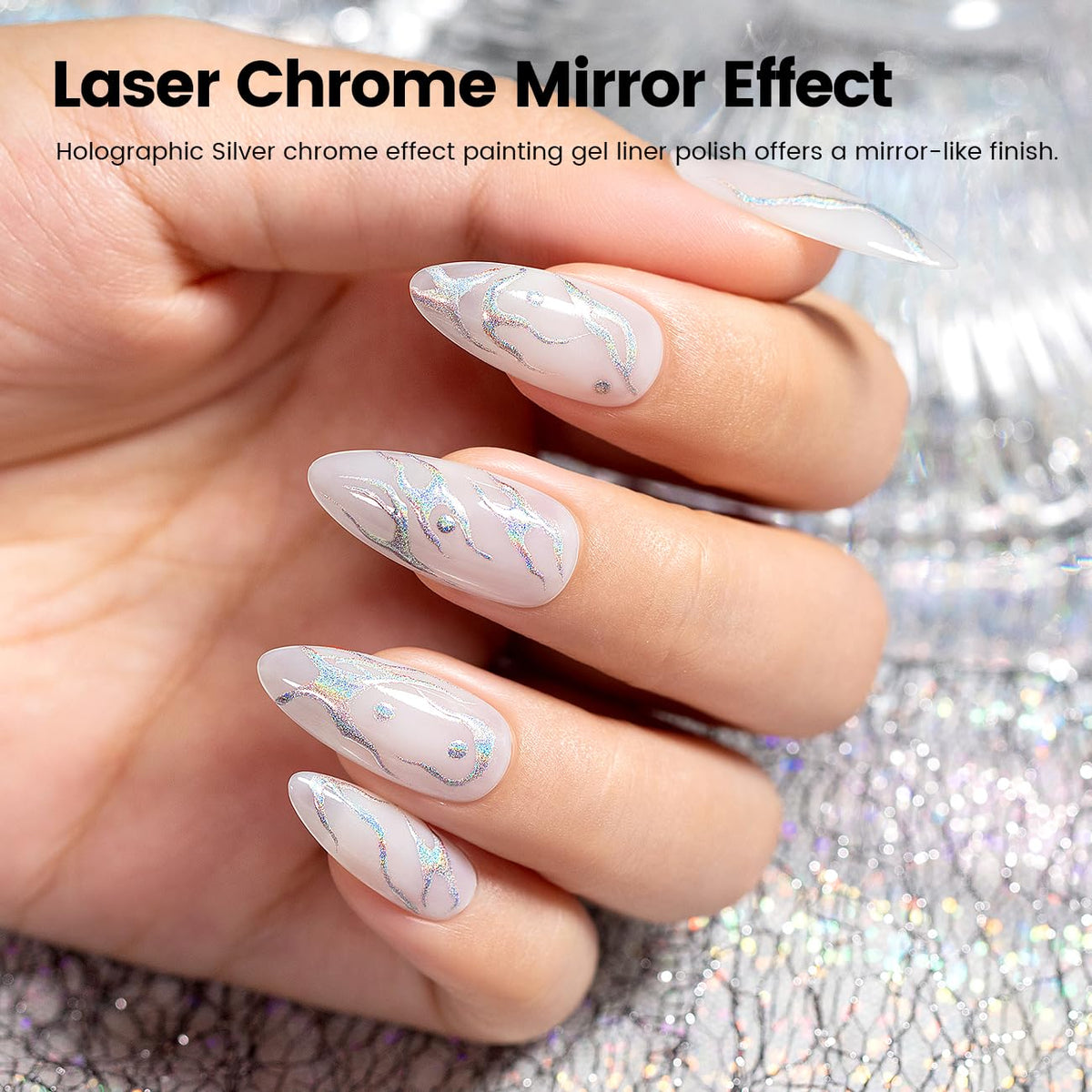 RARJSM Metallic Gel Liner Nail Art Silver Bronze Gold 2pcs Set Mirror Chrome 3D Effect Gel Nail Polish 8ml Build in Thin Brush Metal Painted Drawing Stripper Gelpolish Curing Requires for Home Salon