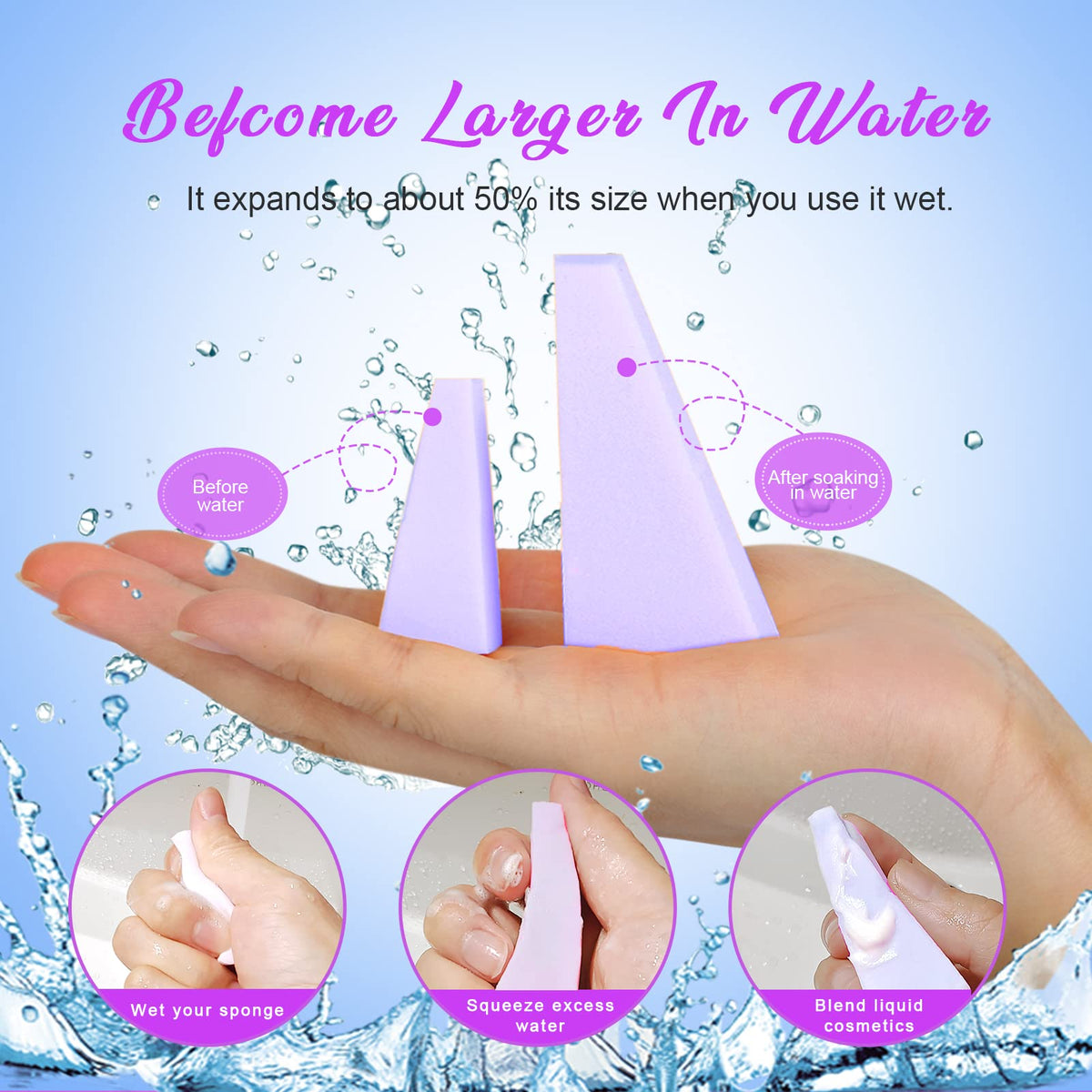 Teenitor 48 Pieces Makeup Sponges For Foundation, Latex Free Small Wedge Shaped Sponge Applicator For Liquid Cream Foundation Festival Makeup