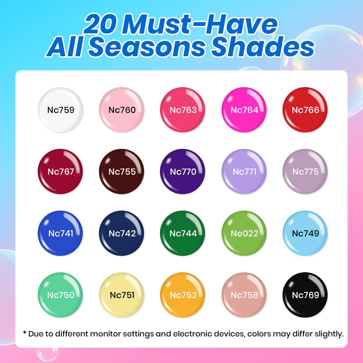 Beetles Gel Nail Polish Set, 63 PCS 55 Colors Gel Polish Kit with Base Coat