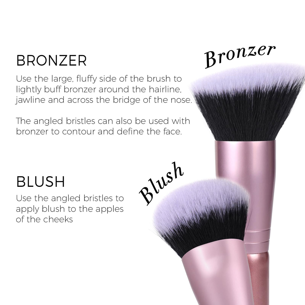 Dual-Ended Foundation Brush: Round & Angled makeup brushes, 100% Vegan Synthetic Makeup Brush for Flawless Blending and Application of Liquid, Powder, Cream, Blush