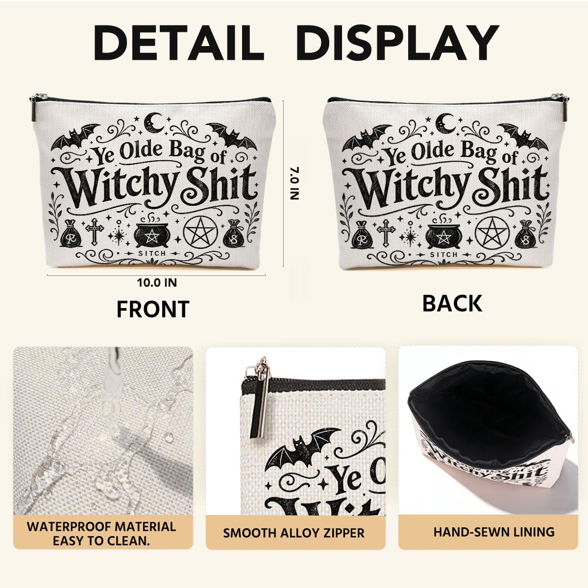 Funny Poisons Makeup Bag, Witchy Gifts Cosmetic Bag Travel Toiletry Bags