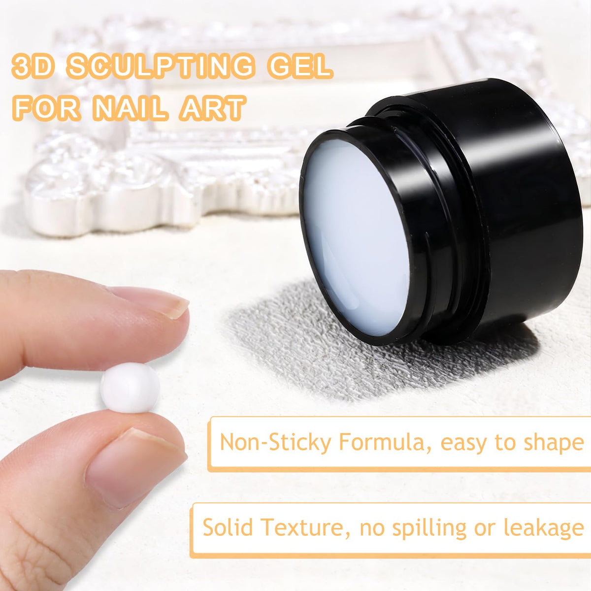3D Nail Sculpting Gel Kit, Clear & Black Solid Builder Gel
