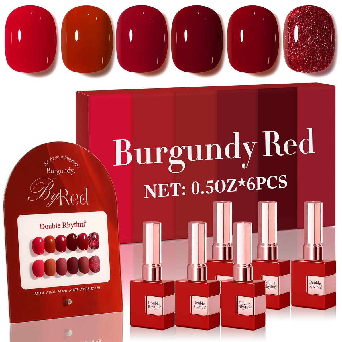 Double Rhythm 6 Pcs 15 ML Gel Polish Set Same Color Same Bottle Soak Off Gel Polish Kit Nail Art Manicure Salon DIY at Home for Women (Dark Light Brown Orange Maroon-T6-6)