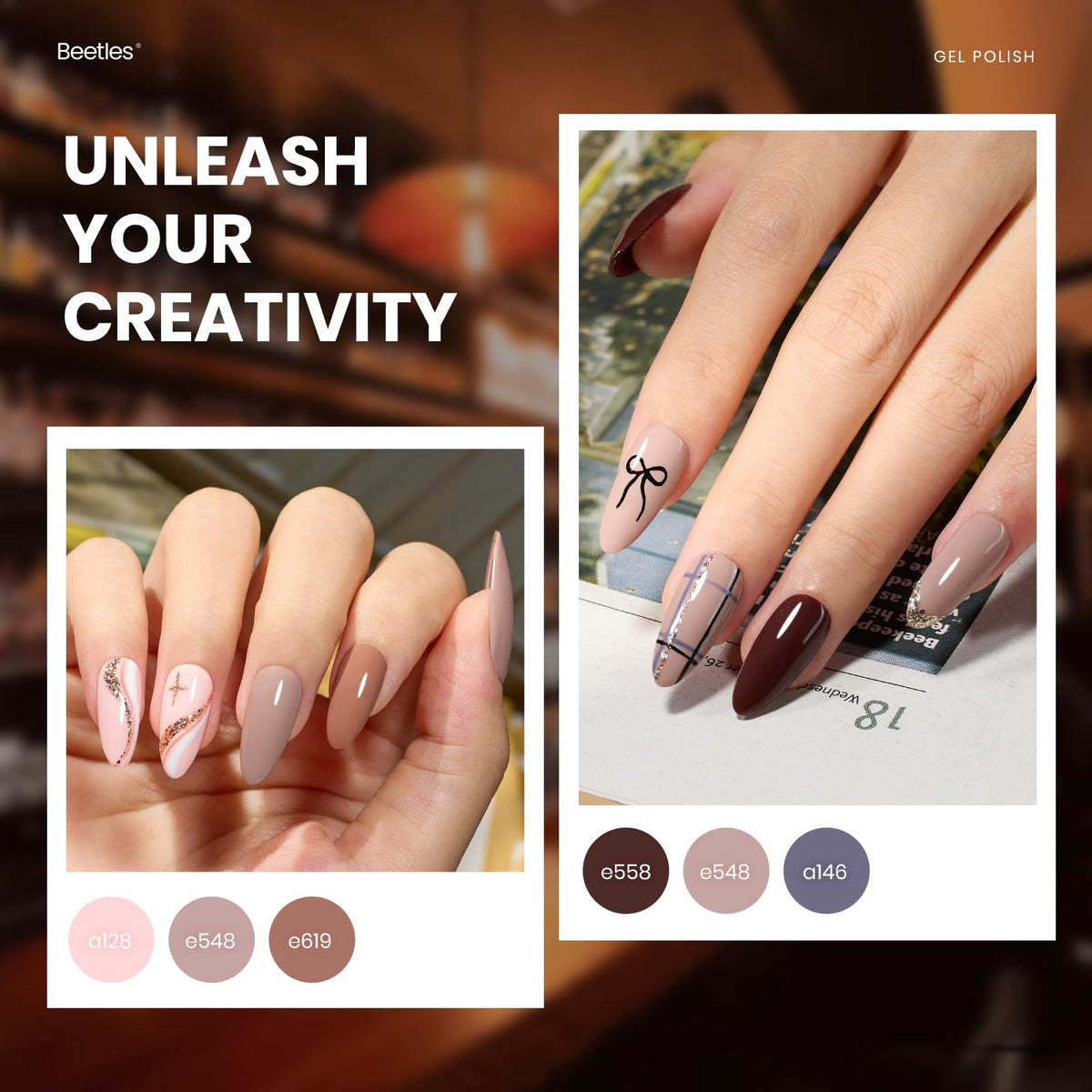 Beetles Fall Gel Nail Polish Set, 20 Colors Orange Yellow Brown