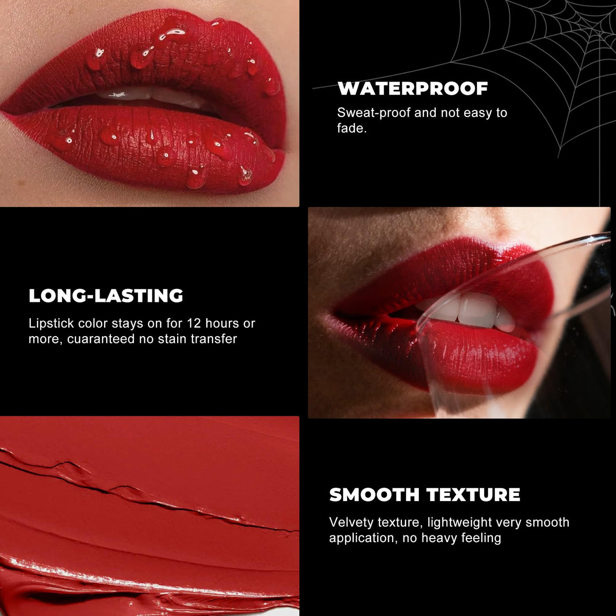 Depuplum Black Lipstick Glitter Red Lipstick Ombre Lips Dual Tone