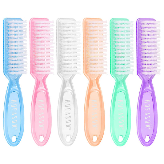 HOFASON 6 Pack Nail Brush for Cleaning Fingernails, Nail Brush Handle Grip Brush for Nail and Toenail Foot, Nail Dust Brush Manicure Pedicure Tools Scrubbing Brush Women Men Home Salon (Macaron)