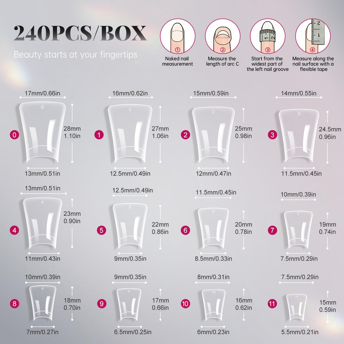 krofaue Extra Long Stiletto Nail Tips - False Clear Nais