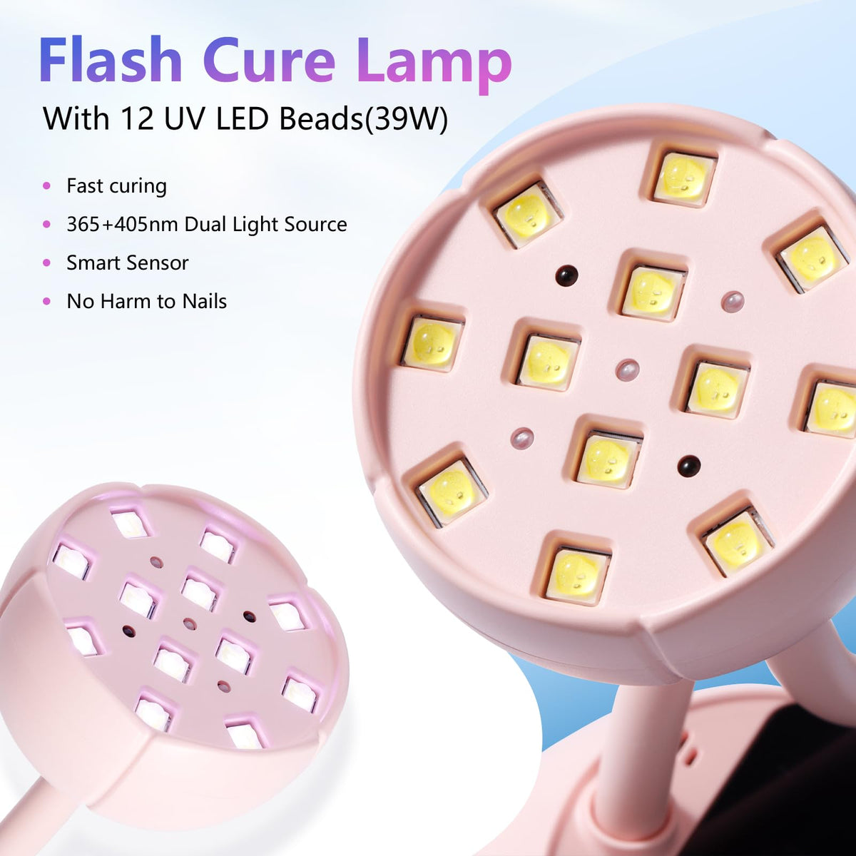 Makartt Flash Cure UV LED Nail Lamp for Gel-X Tips, Adjustable Gooseneck
