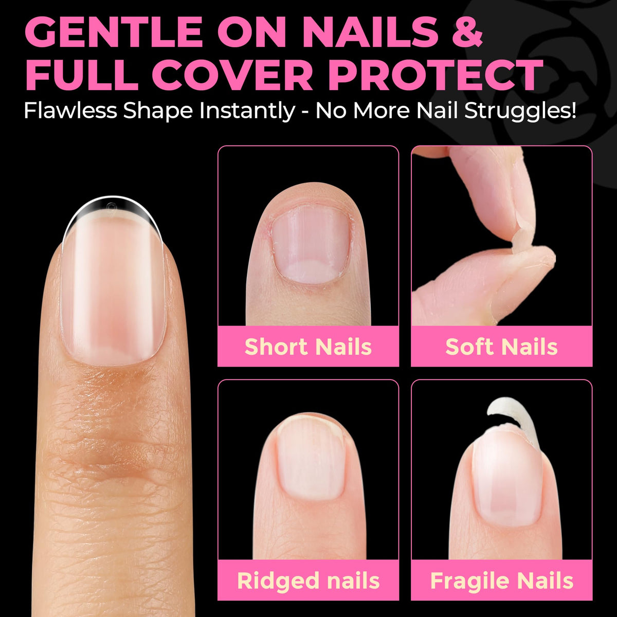 UNA GELLA Almond Gel Nail Tips 504PCS Pre-Etched Clear Fake Nails Tips