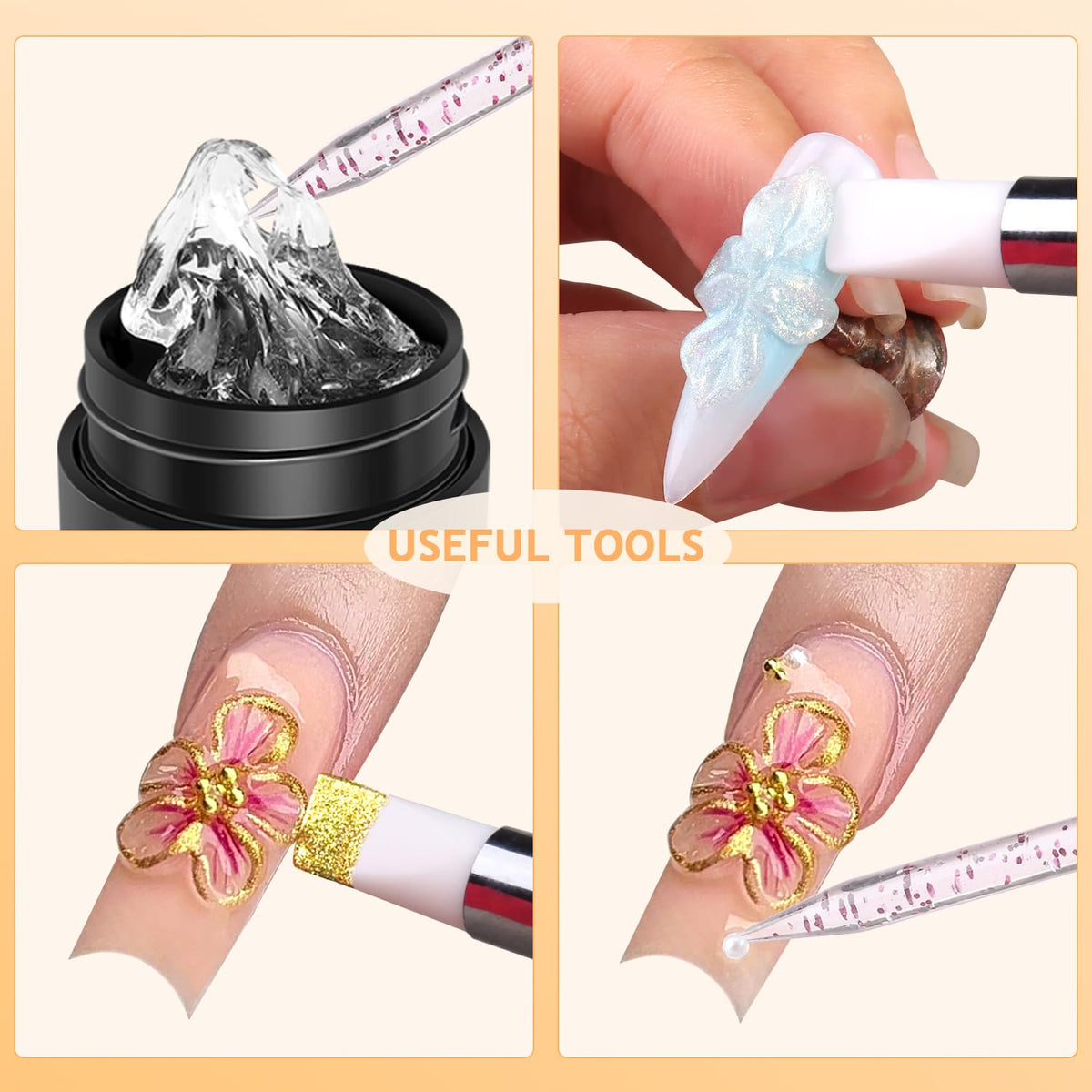 3D Nail Sculpting Gel Kit, Clear & Black Solid Builder Gel