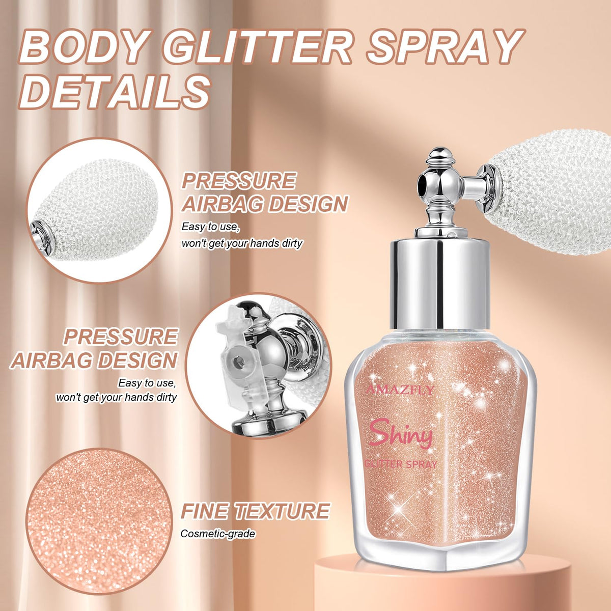 Hair and Body Glitter Spray, Shimmering Powder Sparkle Powder Makeup, Glitter Loose Sparkle Makeup for Body Highlighter,Festival Prom Rave Accessories (Glint-Rainbow)