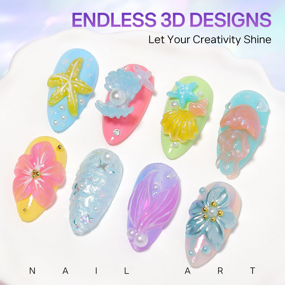 MIZHSE 3D Nail Scupting Gel for Nail Art, 6PCS Neon Colors Non-sticky
