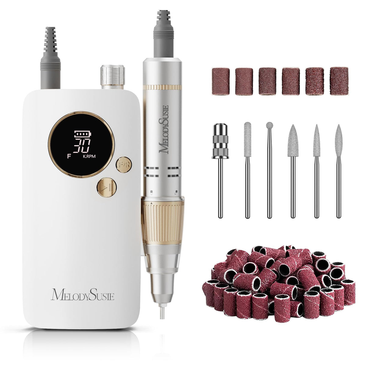 MelodySusie Clip-On SC320F Rechargeable Nail Drill 30,000 RPM for Beginners